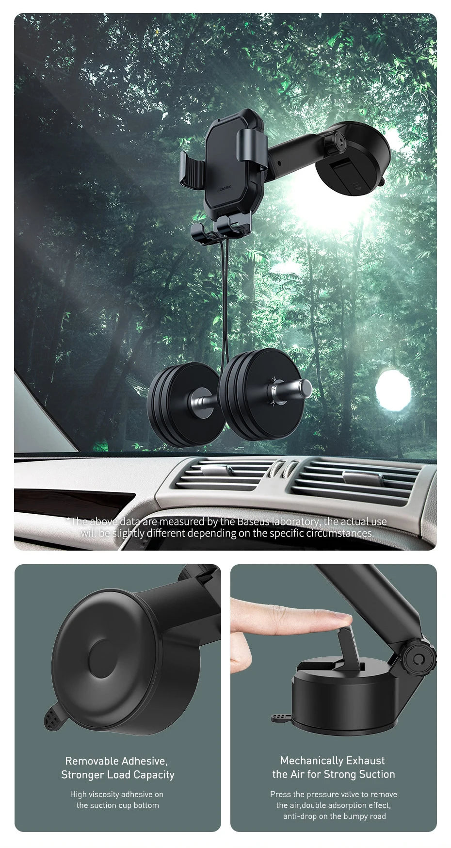 Baseus Gravity Car Phone Holder Suction Cup Adjustable Universal Holder Stand in Car GPS Mount For iPhone 12 Pro Max Xiaomi POCO