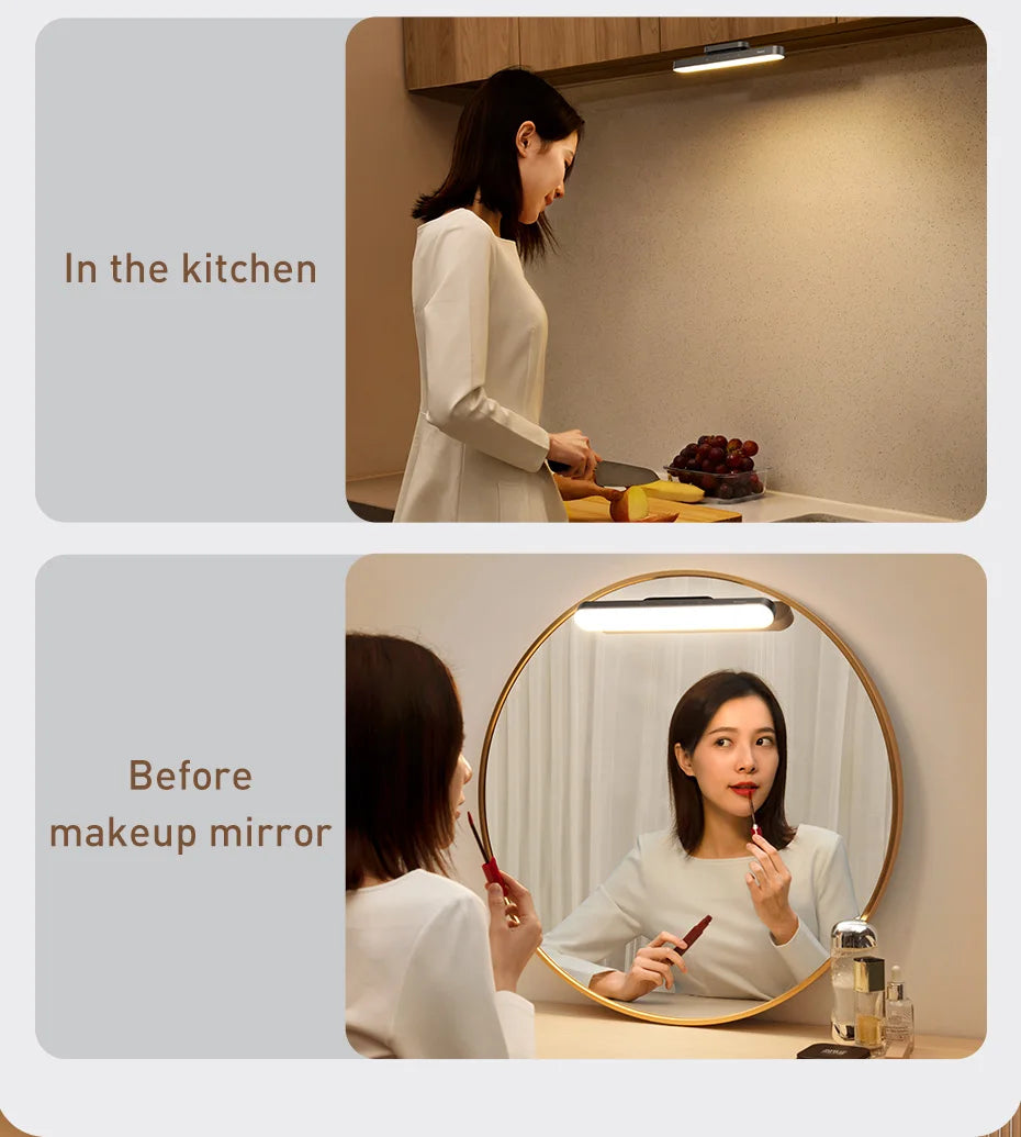 Baseus Night Light Hanging Magnetic LED Table Lamp Stepless Dimming Desk Lamp Rechargeable For Cabinet Bedroom Kitchen Light