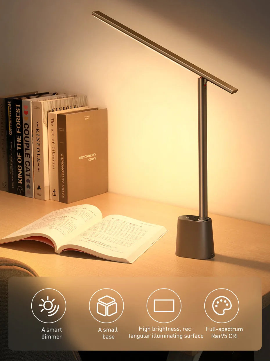 Baseus LED Desk Lamp Eye Protection Study Dimmable Office Light Foldable Table Lamp Smart Adaptive Brightness Bedside Read Lamp