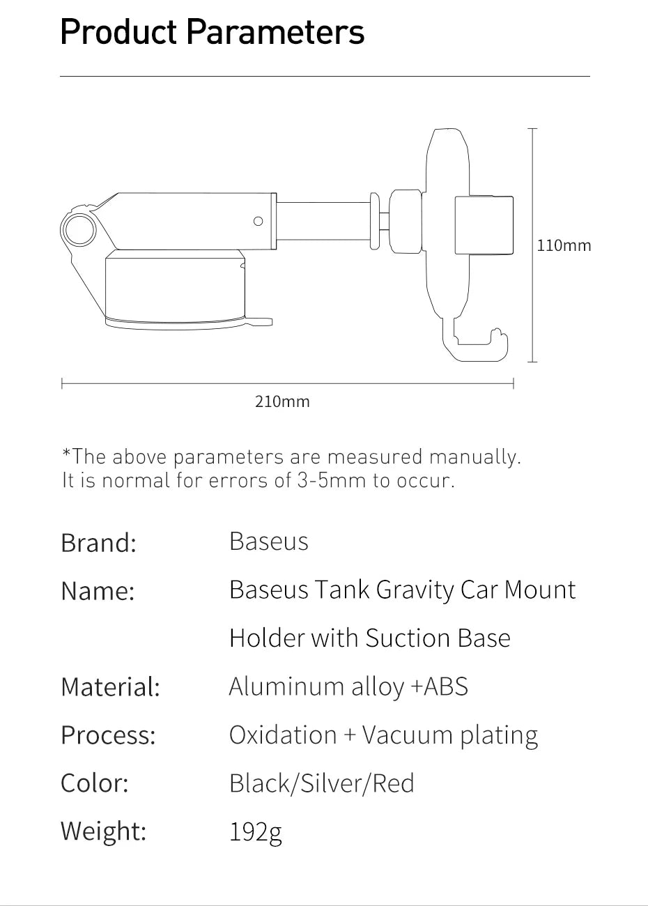 Baseus Gravity Car Phone Holder Suction Cup Adjustable Universal Holder Stand in Car GPS Mount For iPhone 12 Pro Max Xiaomi POCO