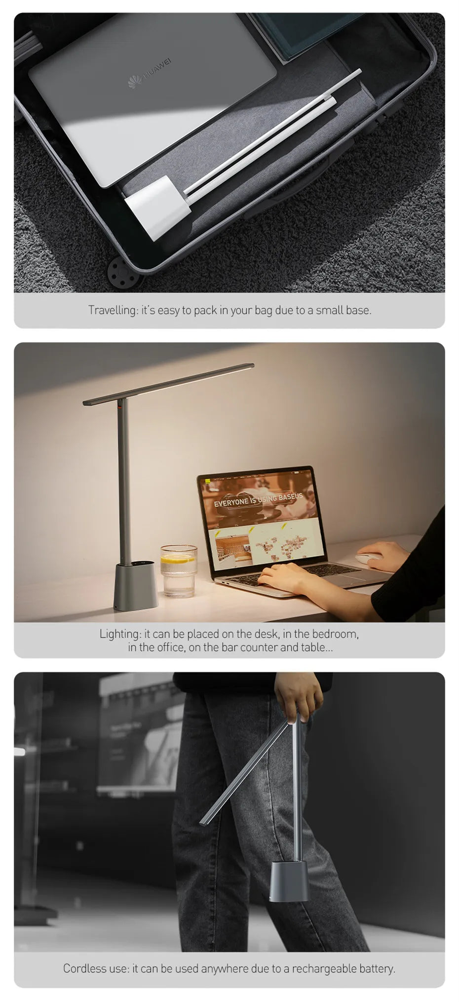 Baseus LED Desk Lamp Eye Protection Study Dimmable Office Light Foldable Table Lamp Smart Adaptive Brightness Bedside Read Lamp