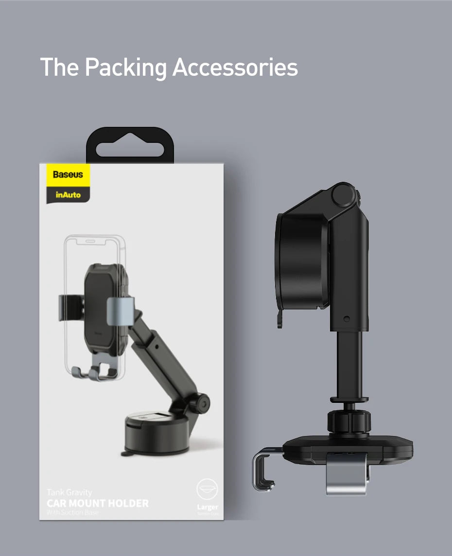 Baseus Gravity Car Phone Holder Suction Cup Adjustable Universal Holder Stand in Car GPS Mount For iPhone 12 Pro Max Xiaomi POCO