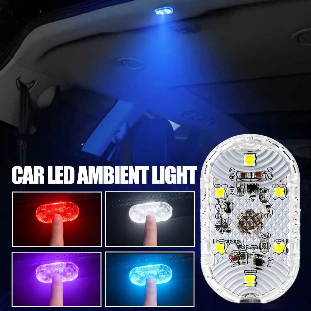 Car LED Ambient Light RGB Multicolor Atmosphere Light, Wireless No-Wiring Installation for Dashboard Door Decor Reading Lighting