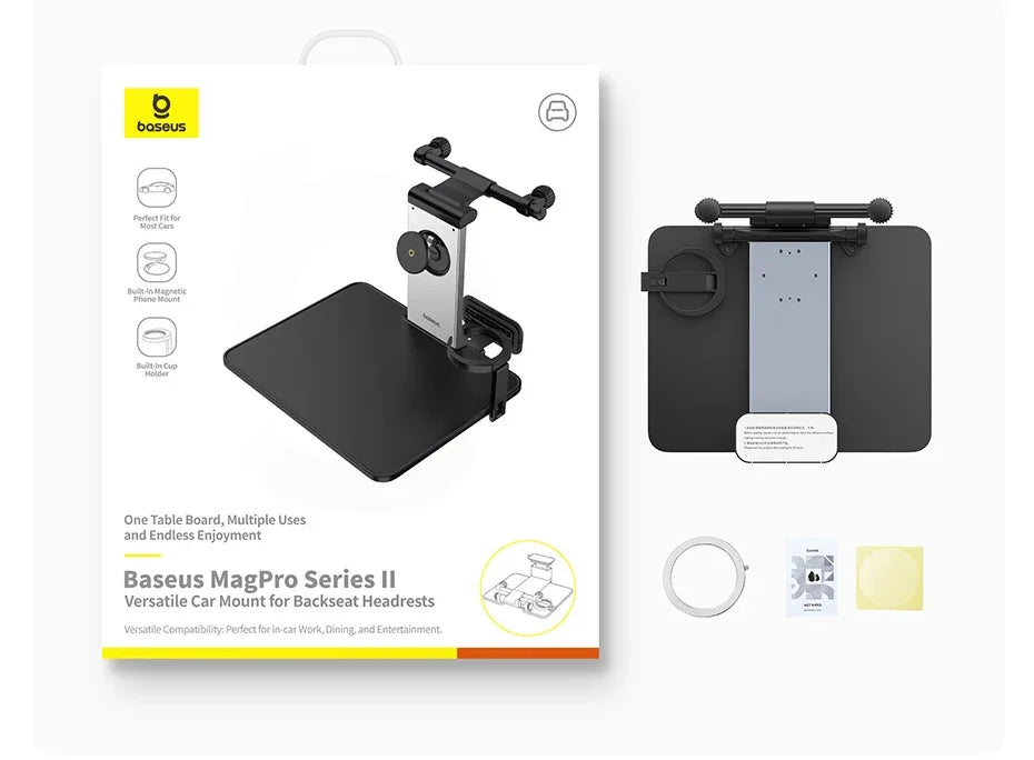 Baseus Car Back Seat Tray Table for Passenger Trip Eat and Work Adjustable Travel Tray with Phone Drink Holder for Laptop iPad