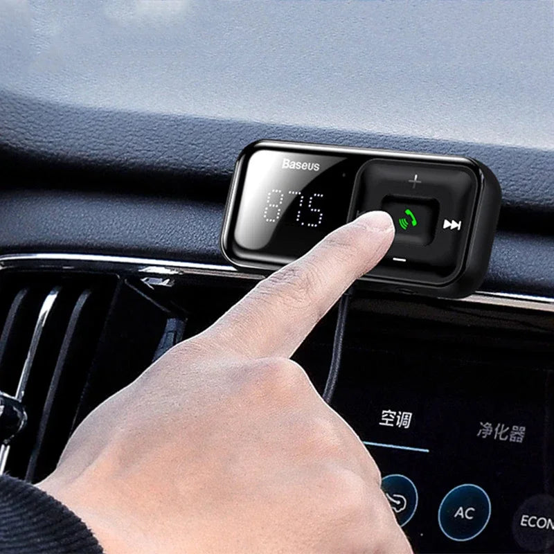 Baseus FM Transmitter Car Bluetooth 5.0 FM Radio Modulator Car Kit 3.1A USB Car Charger Handsfree Wireless Aux Audio MP3 Player