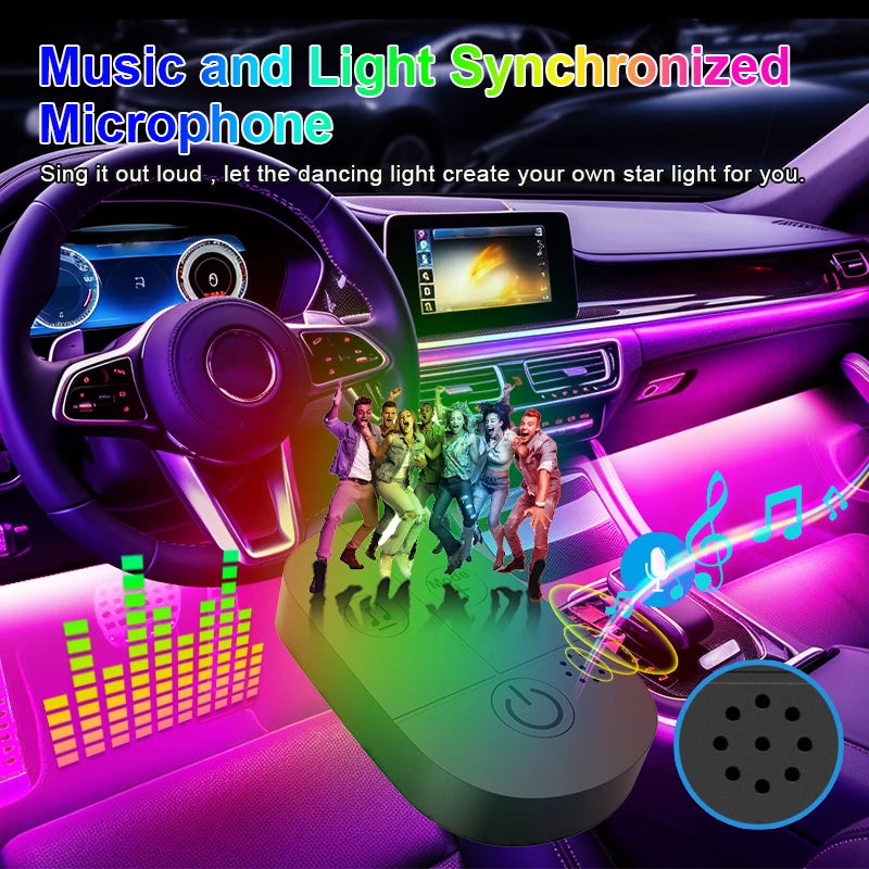 Car Interior Ambient Foot Well Light In Car APP Control Neon LED Down Car Light for Car Inside Ambient Lighting Auto Neon Lights