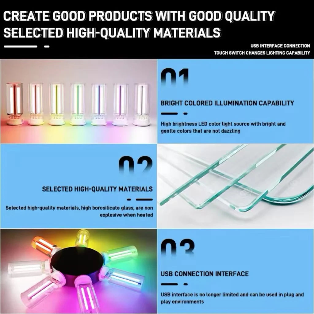 Car Atmosphere Light USB Night Light Touch Dimming LED Incandescent Filament Lamp Bulb Emergency Lighting Plug Play Ambient Lamp