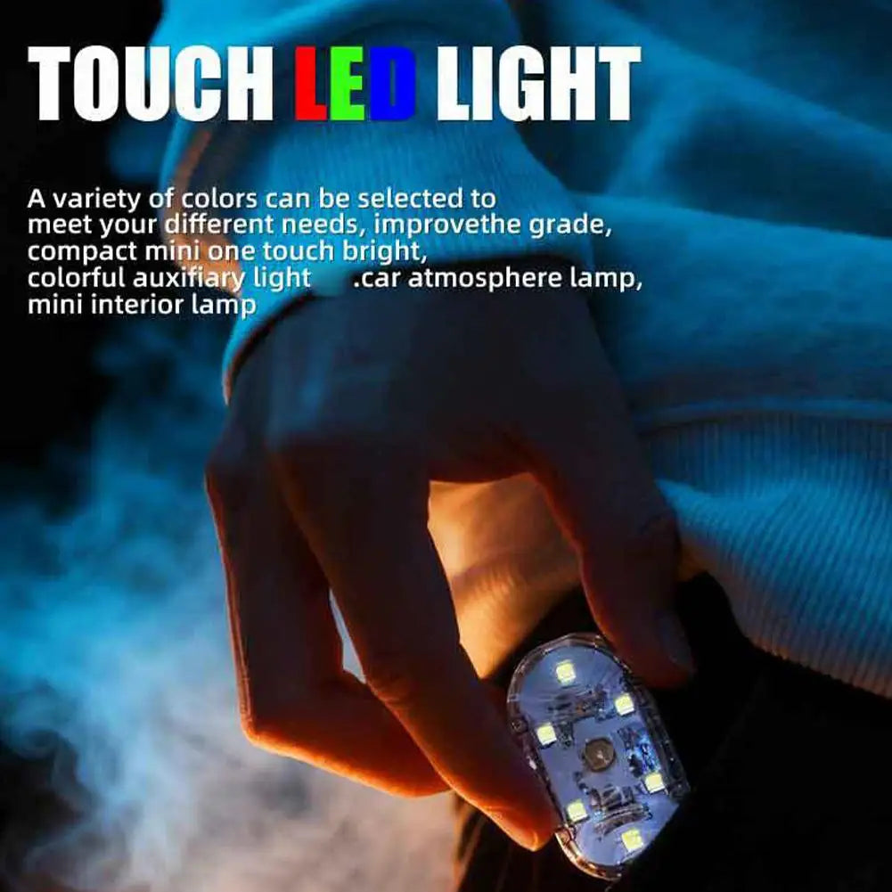 Car LED Ambient Light RGB Multicolor Atmosphere Light, Wireless No-Wiring Installation for Dashboard Door Decor Reading Lighting