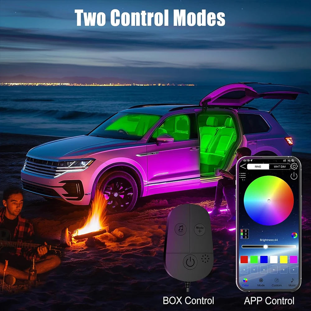 Car Interior Ambient Foot Well Light In Car APP Control Neon LED Down Car Light for Car Inside Ambient Lighting Auto Neon Lights