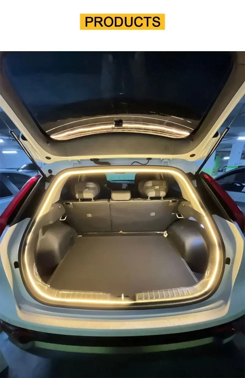 Car high brightness trunk lighting ambient light interior decoration LED wiring free automatic sensing tailgate light strip