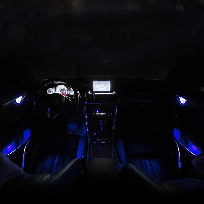 Car LED Ambient Light Transparent Lamp Body Circular Car Inner Bowl Lights Door Handle Handrail Light Atmosphere Decorative Lamp