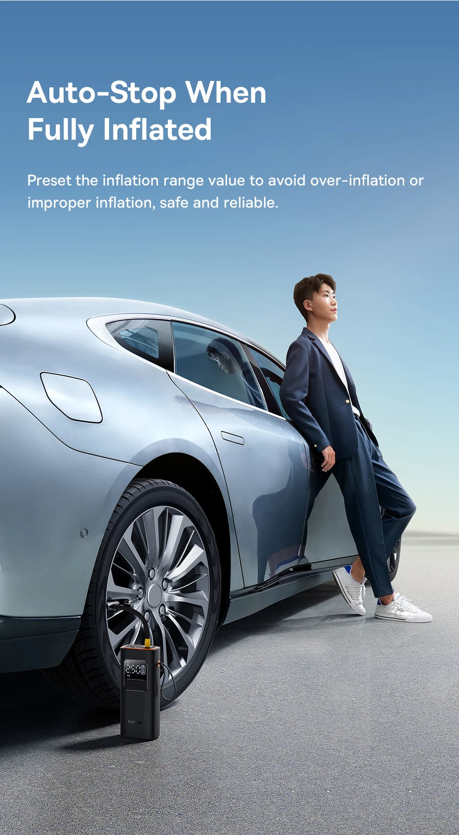 Baseus Wireless Air Pump Portable Air Compressor Smart Digital Electric Car Air Pump for Car Motorcycle Bicycle Inflator Pump