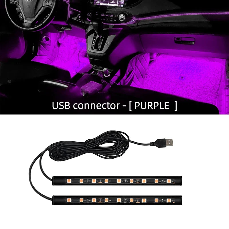 Led Car Ambient Light With USB 5V Universal Car Interior Foot Lamp Decoration Backlight Lighting Auto Decorative Neon Lights