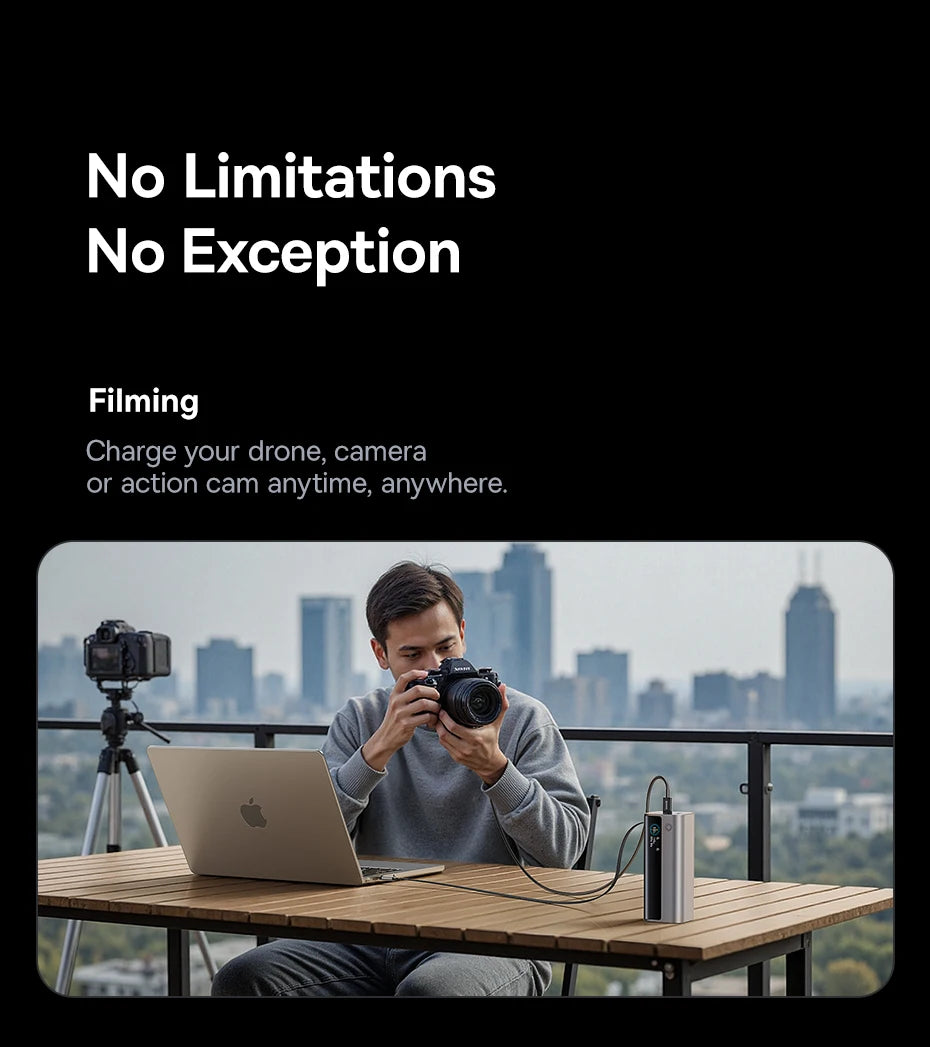 Baseus 20000mAh Power Bank 145W High-Power High-Capacity Fast Charging with Retractable Type-C Cable Digital Display Function