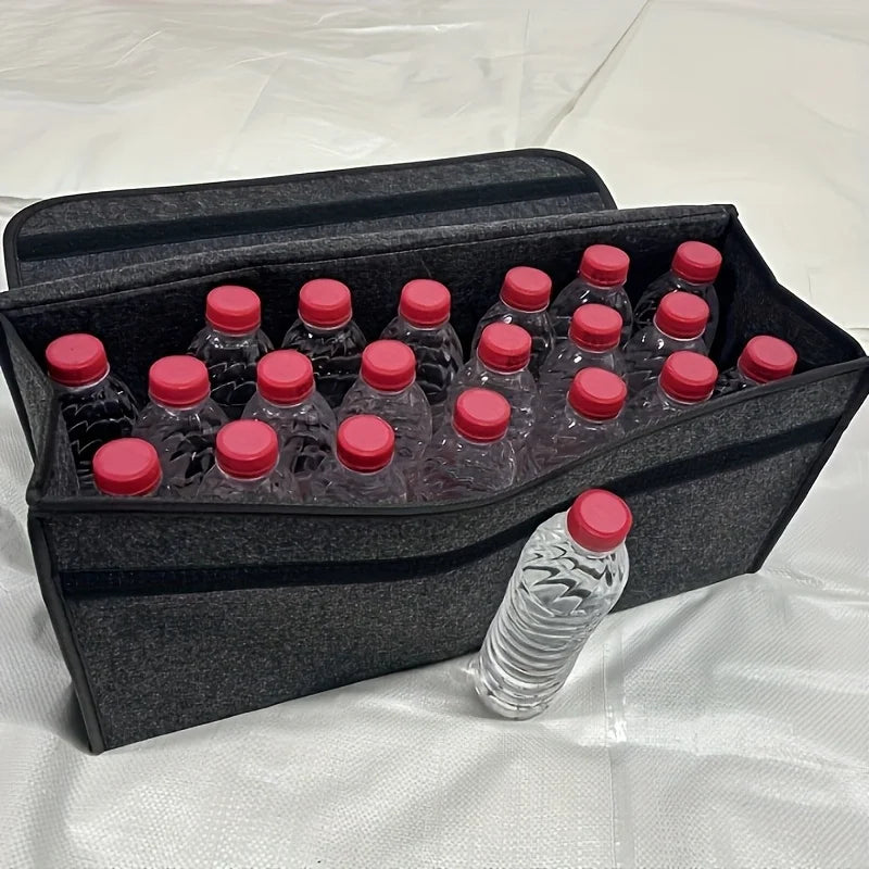 Car Trunk Storage Box 1-Pack: Foldable bag with compartments & handle, for SUVs/sedans/trucks, durable fabric