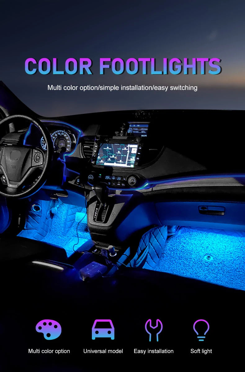 Led Car Ambient Light With USB 5V Universal Car Interior Foot Lamp Decoration Backlight Lighting Auto Decorative Neon Lights
