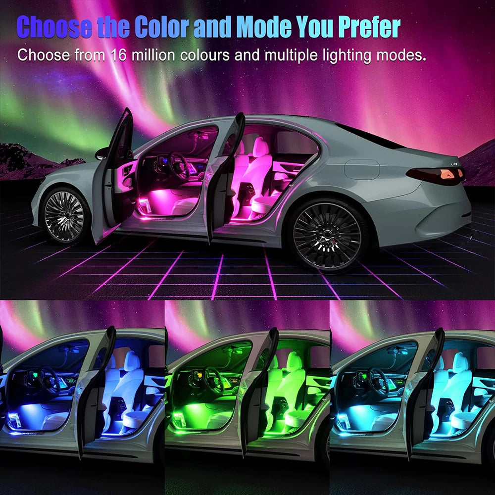 Car Interior Ambient Foot Well Light In Car APP Control Neon LED Down Car Light for Car Inside Ambient Lighting Auto Neon Lights