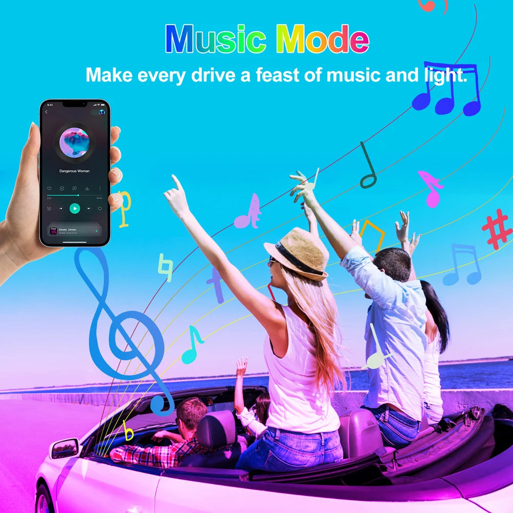 Car Interior Ambient Foot Well Light In Car APP Control Neon LED Down Car Light for Car Inside Ambient Lighting Auto Neon Lights