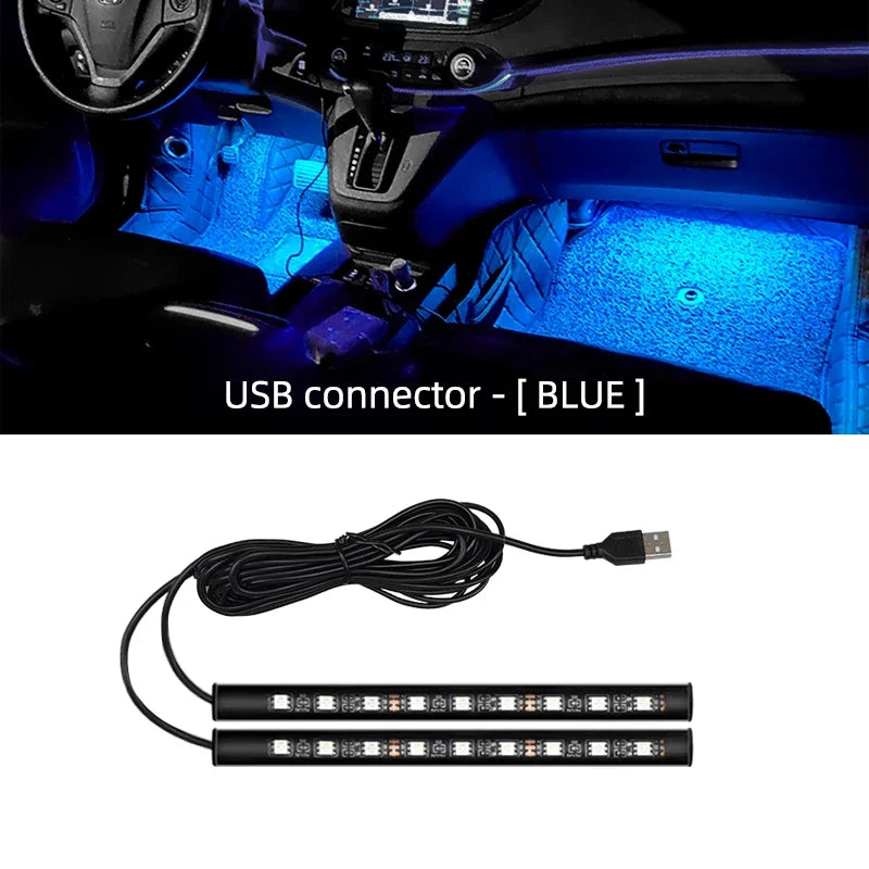 Led Car Ambient Light With USB 5V Universal Car Interior Foot Lamp Decoration Backlight Lighting Auto Decorative Neon Lights