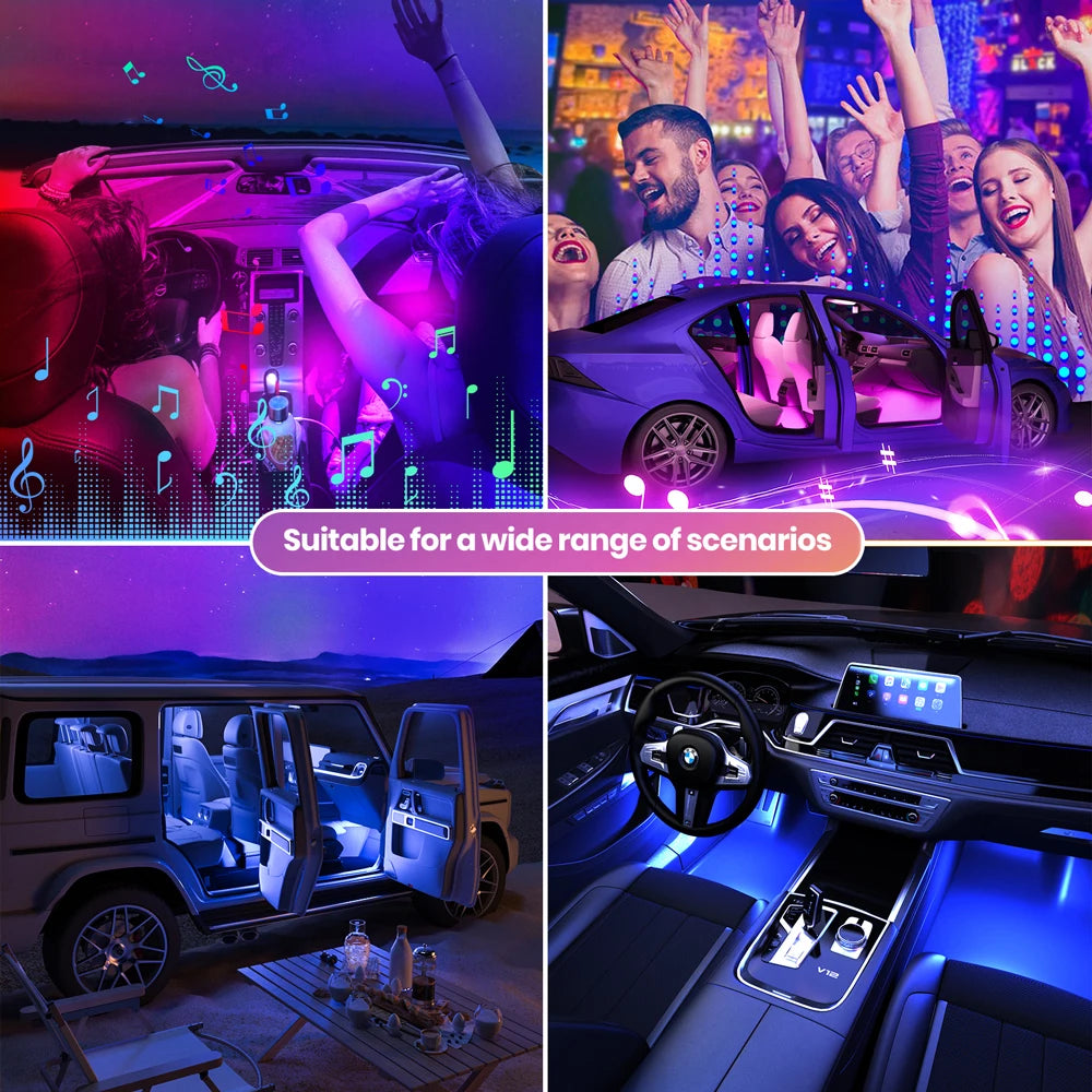 Car Interior Ambient Foot Well Light In Car APP Control Neon LED Down Car Light for Car Inside Ambient Lighting Auto Neon Lights