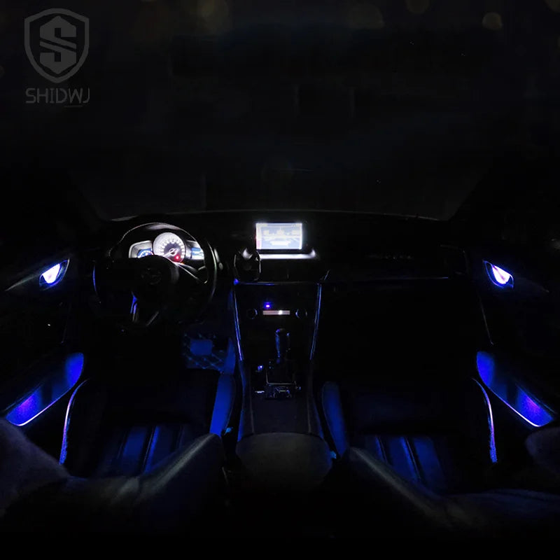 Car LED Ambient Light Transparent Lamp Body Circular Car Inner Bowl Lights Door Handle Handrail Light Atmosphere Decorative Lamp
