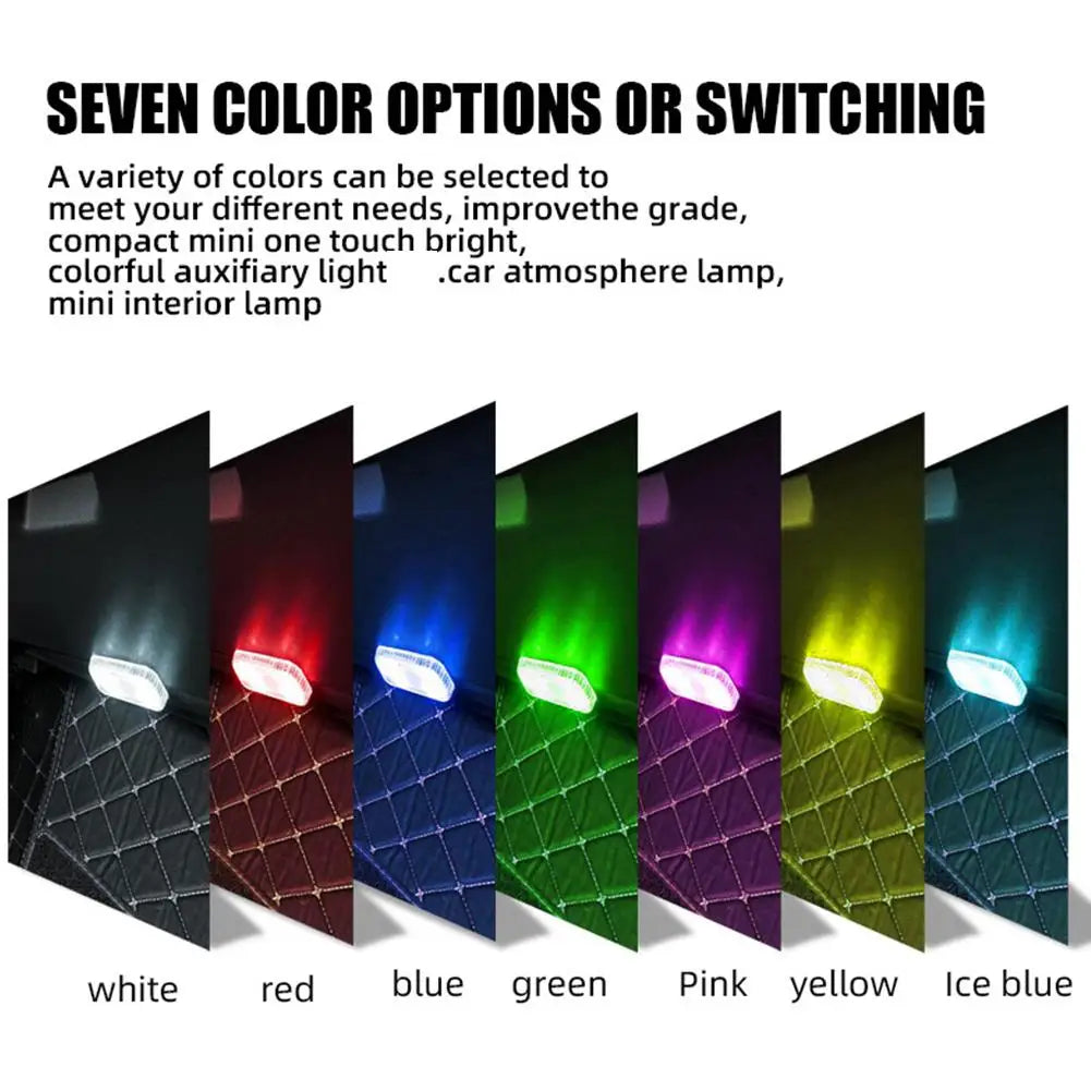 Car LED Ambient Light RGB Multicolor Atmosphere Light, Wireless No-Wiring Installation for Dashboard Door Decor Reading Lighting