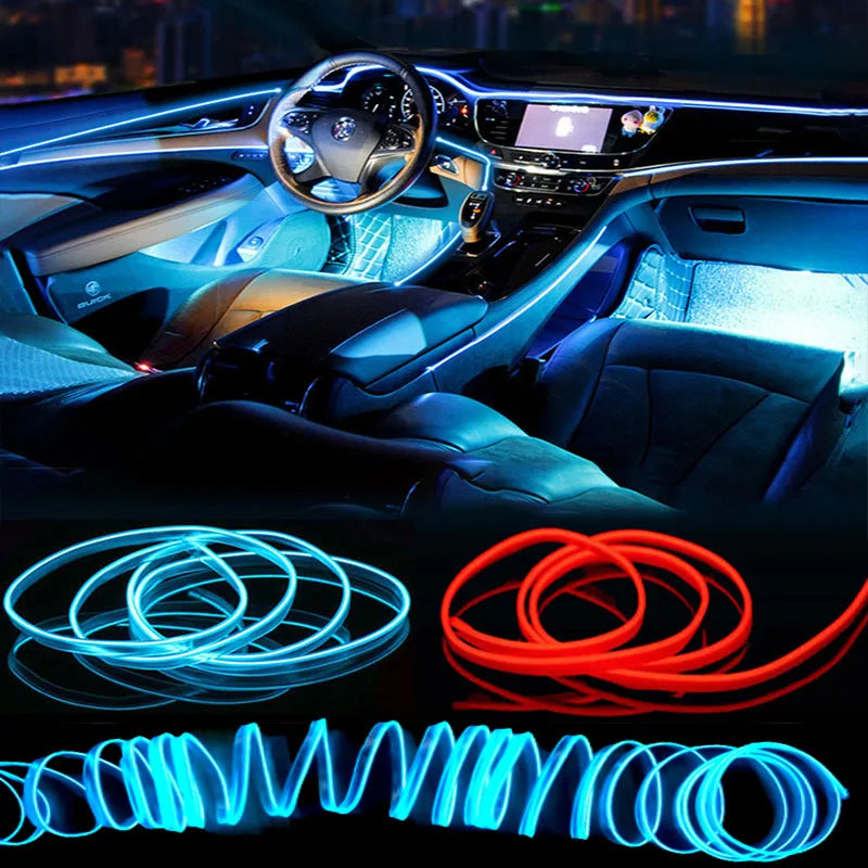Car Interior Decorative Lamps Strips Atmosphere Lamp Cold Light  Decorative Dashboard Console Auto LED Ambient Lights 1/2/3/4/5M
