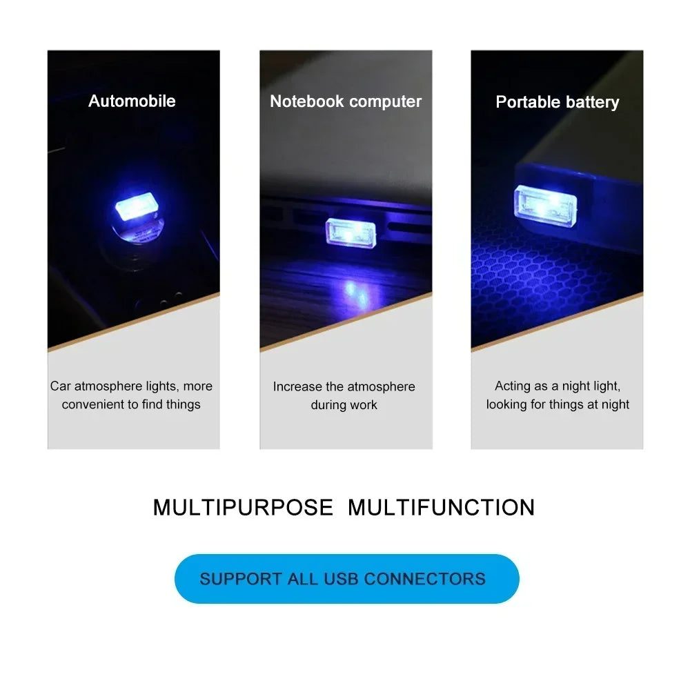 Car Ambient Light Led No Modification Car Portable Computer Usb Night Light Car Decoration Light Multi-use Atmosphere Light