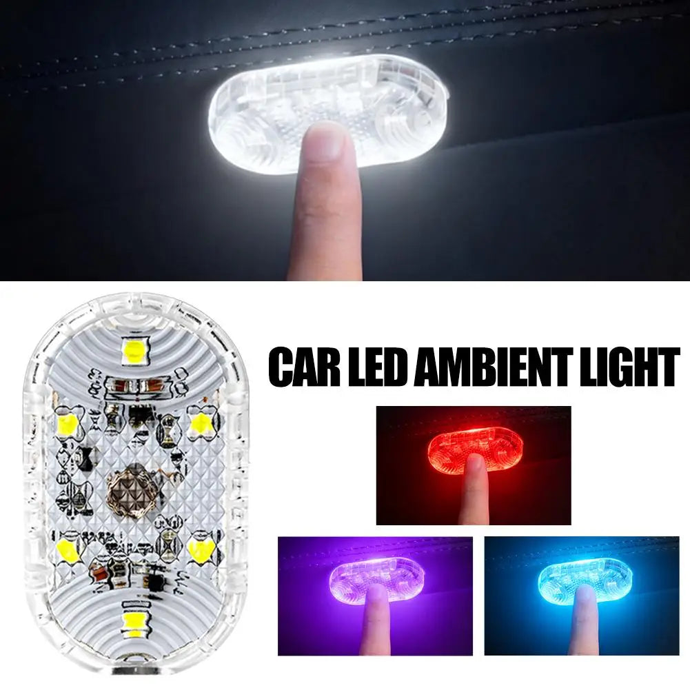 Car LED Ambient Light RGB Multicolor Atmosphere Light, Wireless No-Wiring Installation for Dashboard Door Decor Reading Lighting