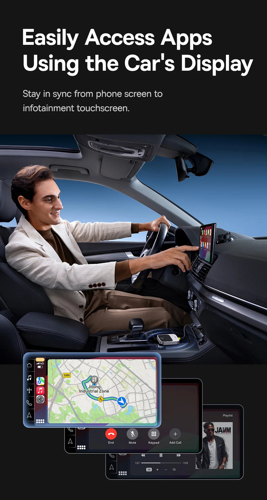 Baseus Wireless CarPlay Wired to Wireless CarPlay Adapter Auto Connect Car Intelligent Systems Plug&Play Bluetooth Smart CarPlay