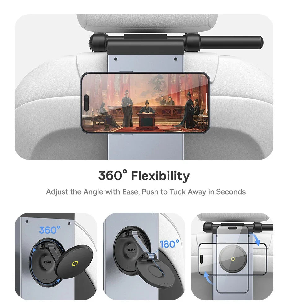 Baseus Car Back Seat Tray Table for Passenger Trip Eat and Work Adjustable Travel Tray with Phone Drink Holder for Laptop iPad