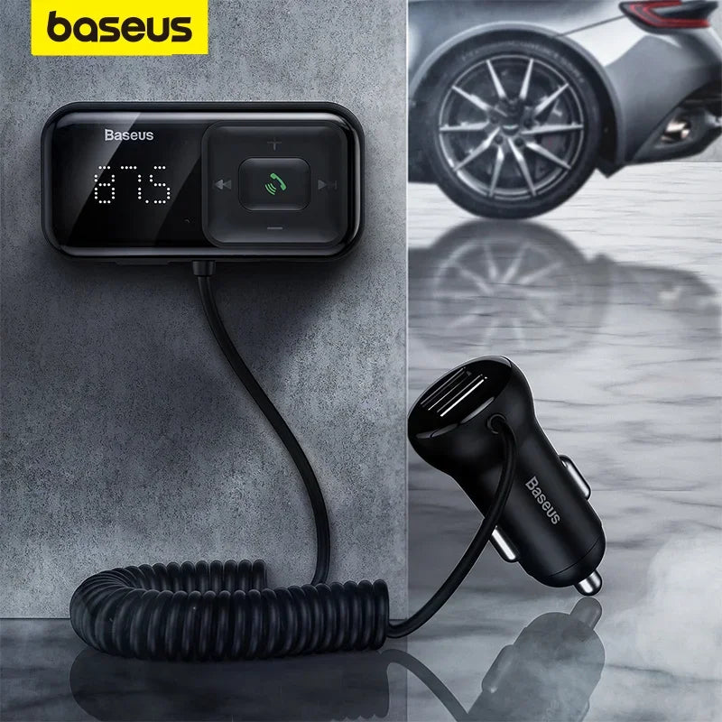 Baseus FM Transmitter Car Bluetooth 5.0 FM Radio Modulator Car Kit 3.1A USB Car Charger Handsfree Wireless Aux Audio MP3 Player