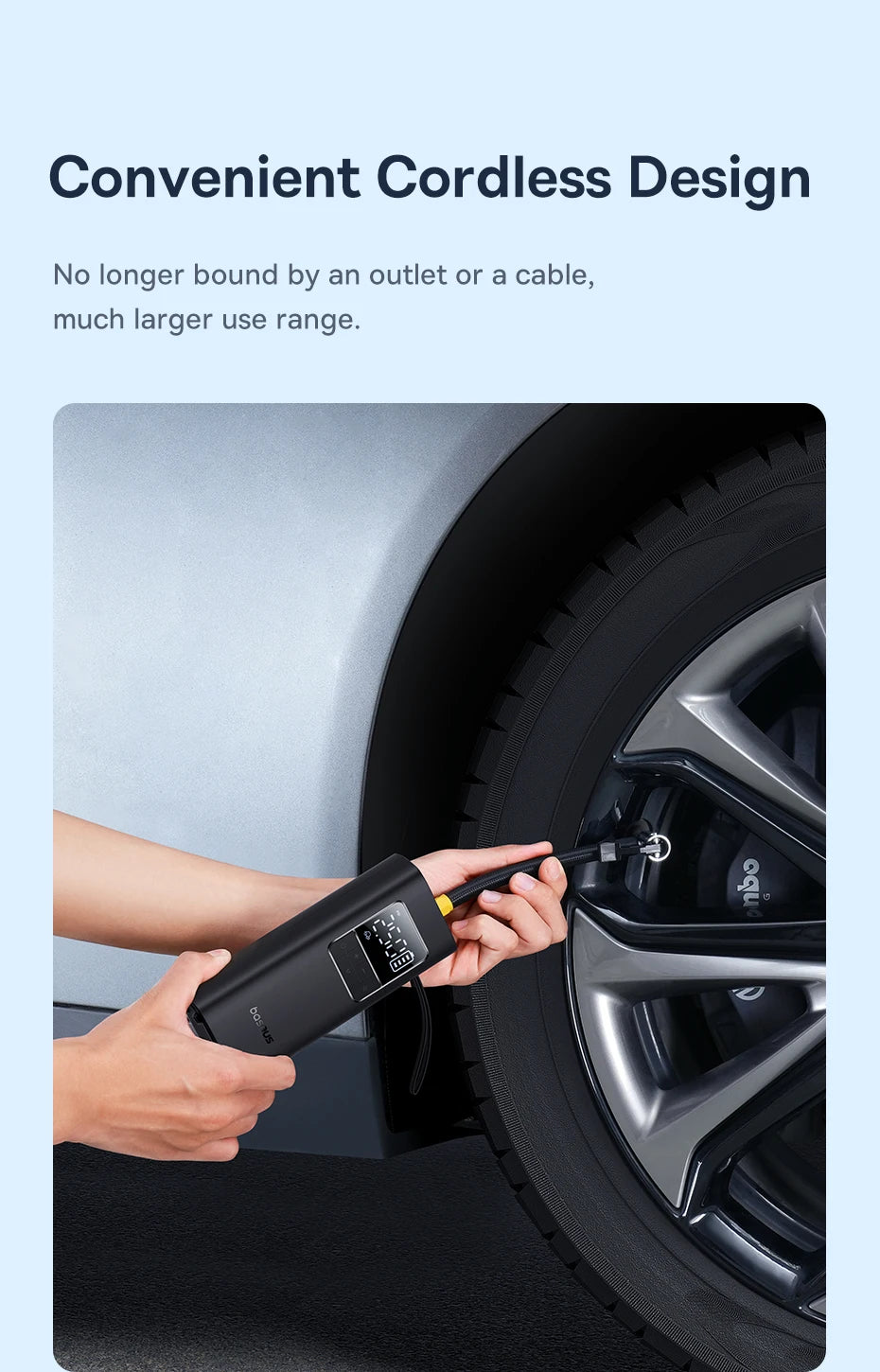 Baseus Car Tire Wireless Air Pump Inflator Poratble Rechargeable Air Compressor For Car Motorcycle Bicycle Electric Air Pump