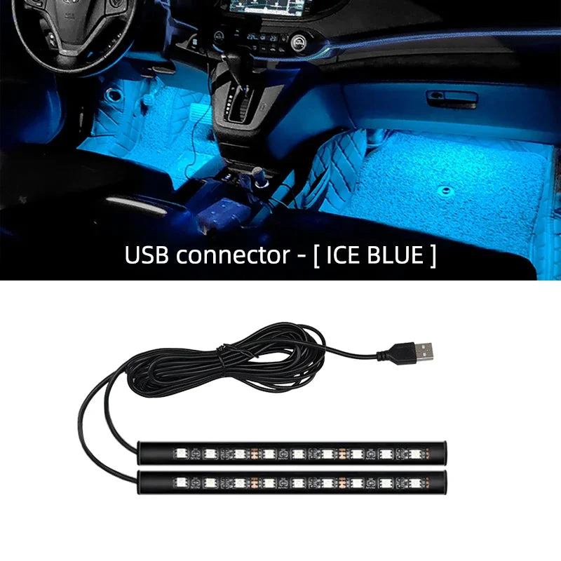 Led Car Ambient Light With USB 5V Universal Car Interior Foot Lamp Decoration Backlight Lighting Auto Decorative Neon Lights