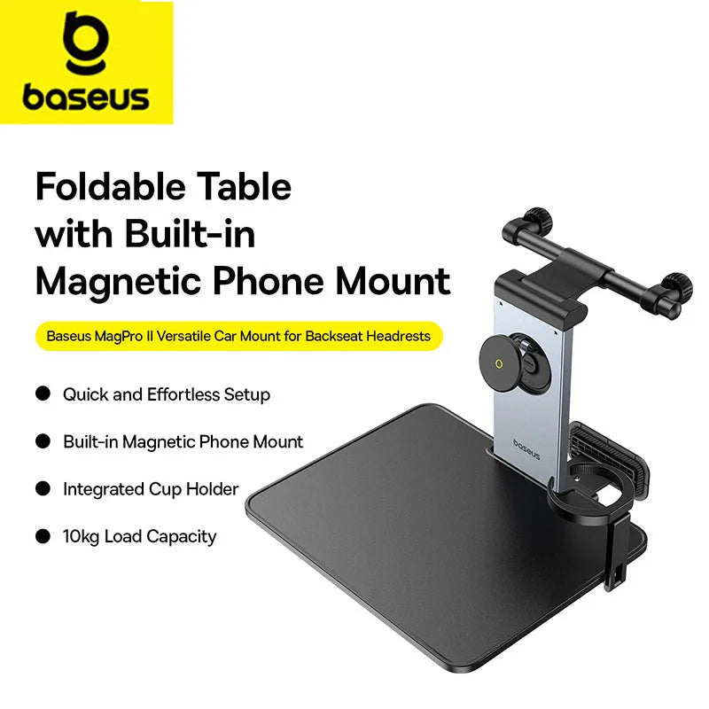 Baseus Car Back Seat Tray Table for Passenger Trip Eat and Work Adjustable Travel Tray with Phone Drink Holder for Laptop iPad