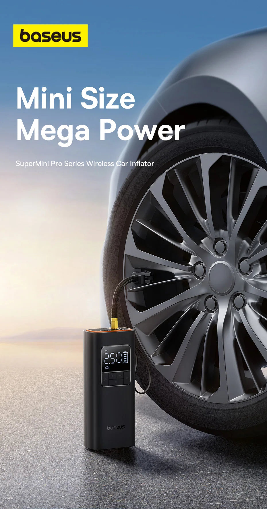 Baseus Wireless Air Pump Portable Air Compressor Smart Digital Electric Car Air Pump for Car Motorcycle Bicycle Inflator Pump