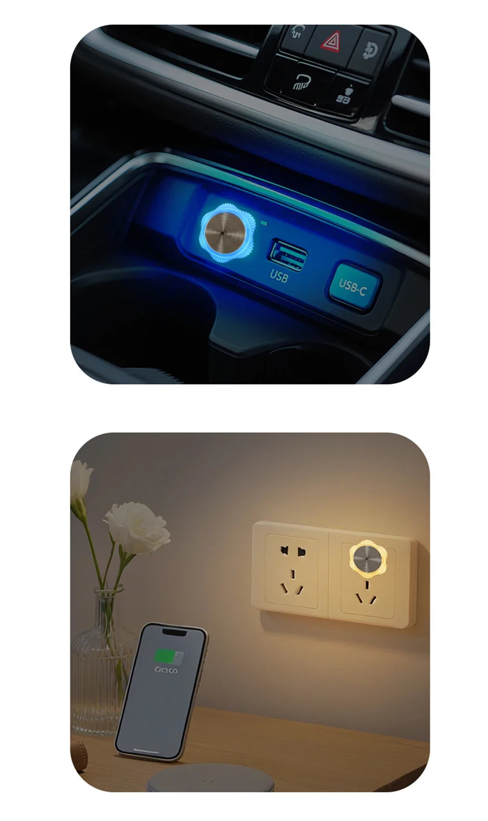 New car ambient light wireless USB free car interior LED car breathing light wireless modification colorful night light