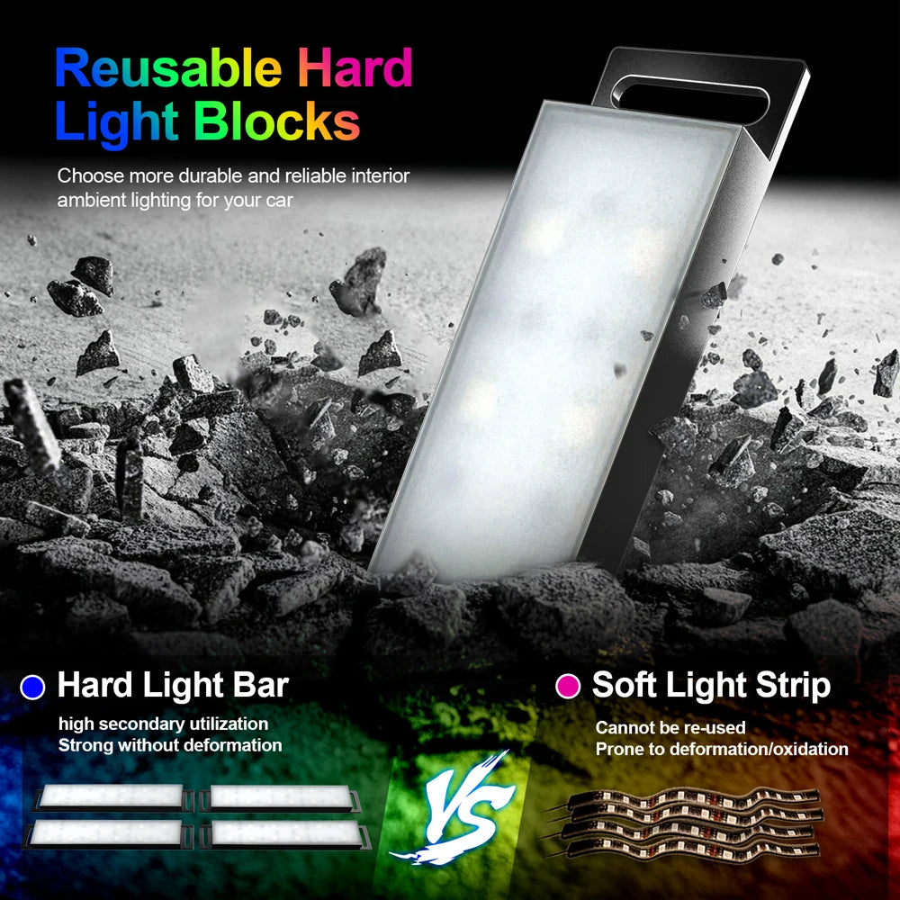 Car Interior Ambient Foot Well Light In Car APP Control Neon LED Down Car Light for Car Inside Ambient Lighting Auto Neon Lights