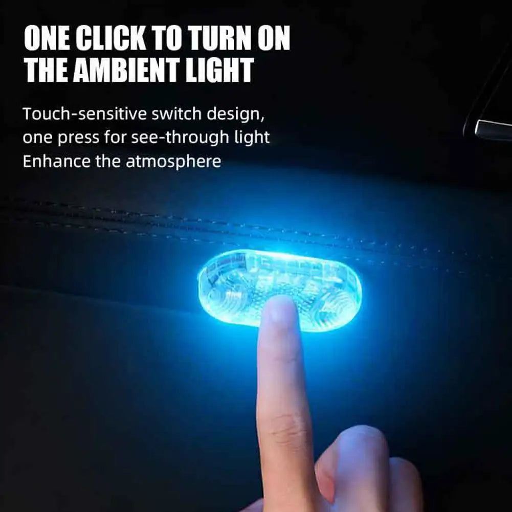 Car LED Ambient Light RGB Multicolor Atmosphere Light, Wireless No-Wiring Installation for Dashboard Door Decor Reading Lighting