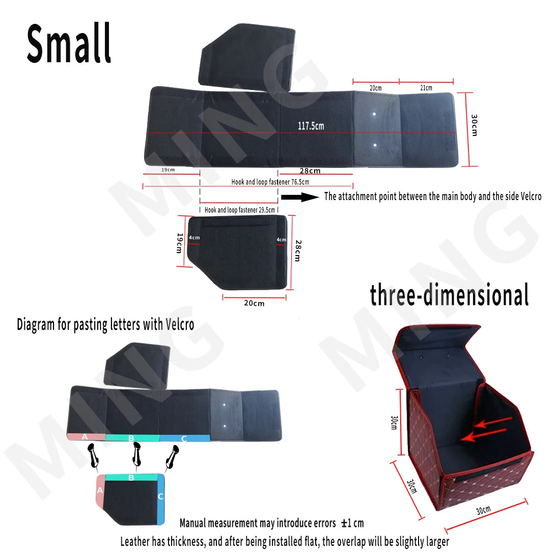 Car Trunk Organizer Box, Large Capacity, Auto Multiuse Tools, Storage Bag, Stowing, Tidying, Leather, Folding for Emergency